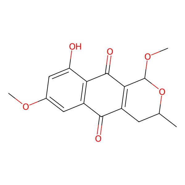 2D Structure of 9-hydroxy-1,7-dimethoxy-3-methyl-3,4-dihydro-1H-benzo[g]isochromene-5,10-dione