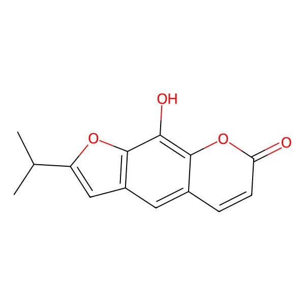 2D Structure of 9-Hydroxy-2-propan-2-ylfuro[3,2-g]chromen-7-one