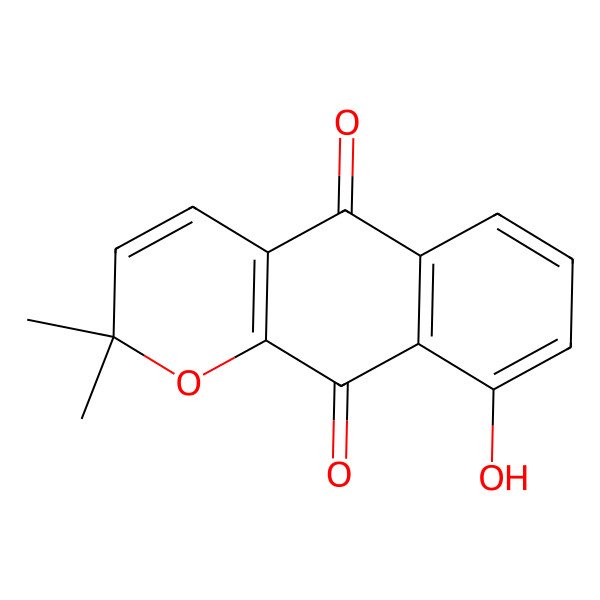 2D Structure of 9-hydroxy-2,2-dimethyl-2H,5H,10H-benzo[g]chromene-5,10-dione