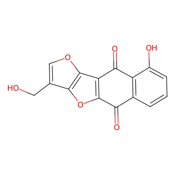 2D Structure of 9-Hydroxy-3-(hydroxymethyl)furo[3,2-b]naphtho[2,3-d]furan-5,10-dione