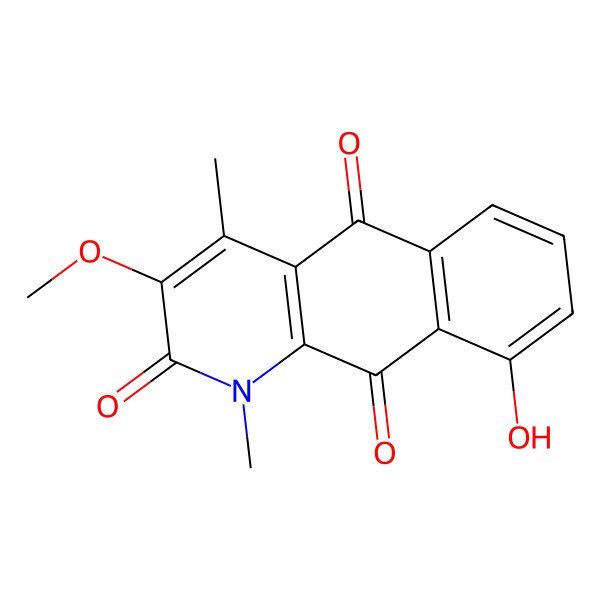 2D Structure of 9-Hydroxy-3-methoxy-1,4-dimethylbenzo[g]quinoline-2,5,10-trione