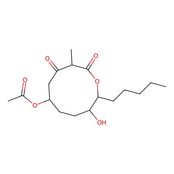 2D Structure of (9-Hydroxy-3-methyl-2,4-dioxo-10-pentyloxecan-6-yl) acetate