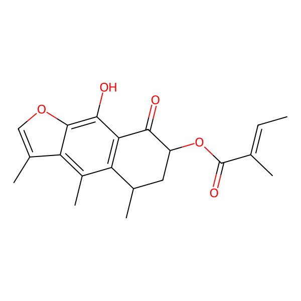 2D Structure of (9-hydroxy-3,4,5-trimethyl-8-oxo-6,7-dihydro-5H-benzo[f][1]benzofuran-7-yl) 2-methylbut-2-enoate