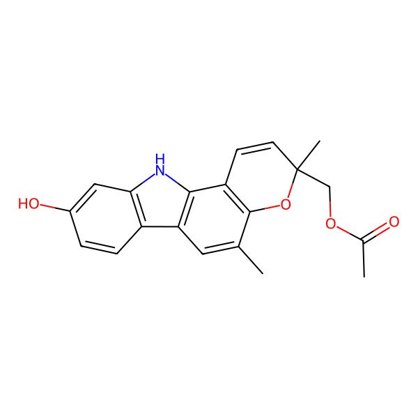 2D Structure of (9-hydroxy-3,5-dimethyl-11H-pyrano[3,2-a]carbazol-3-yl)methyl acetate