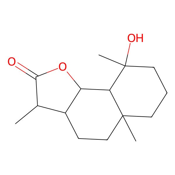 2D Structure of 9-hydroxy-3,5a,9-trimethyl-3a,4,5,6,7,8,9a,9b-octahydro-3H-benzo[g][1]benzofuran-2-one