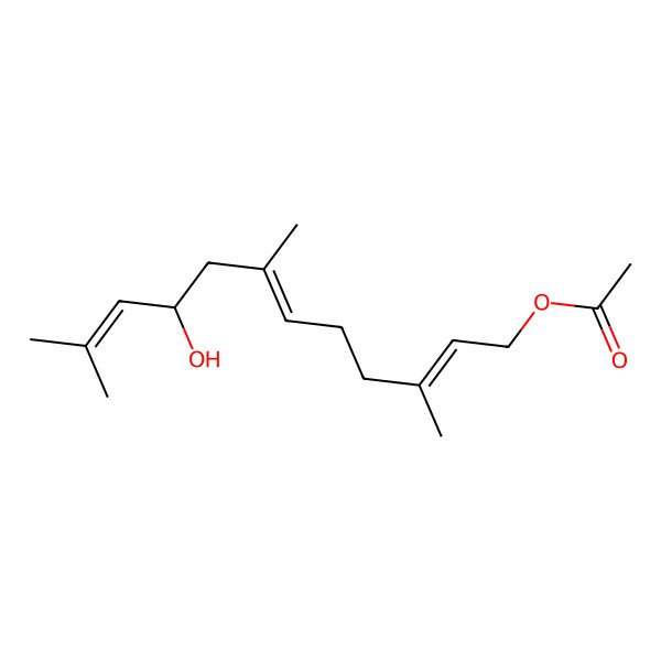 2D Structure of (9-Hydroxy-3,7,11-trimethyldodeca-2,6,10-trienyl) acetate