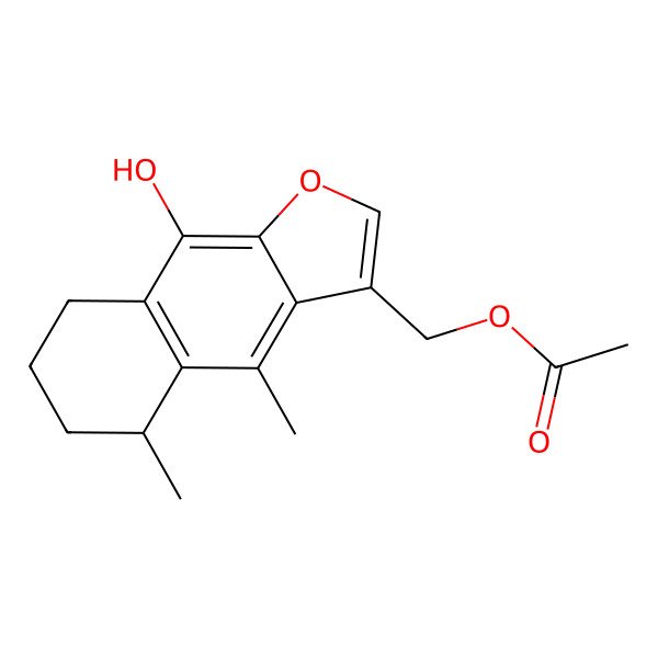 2D Structure of (9-Hydroxy-4,5-dimethyl-5,6,7,8-tetrahydrobenzo[f][1]benzofuran-3-yl)methyl acetate