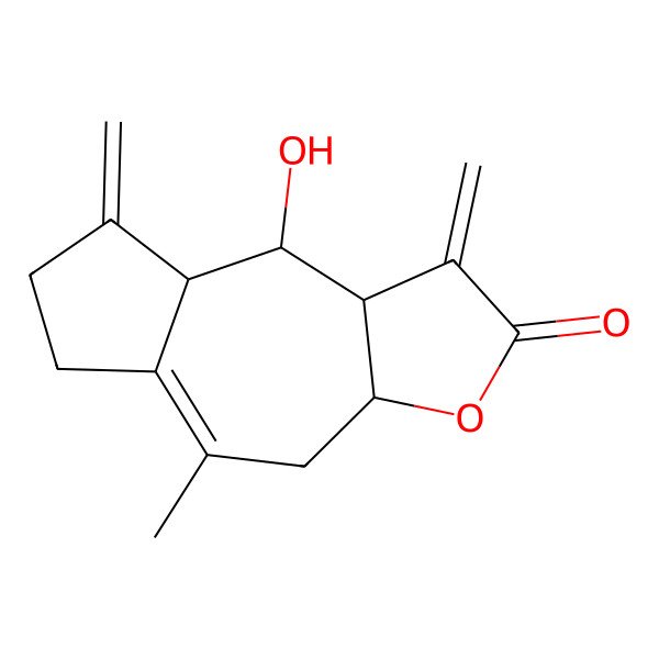 2D Structure of 9-hydroxy-5-methyl-1,8-dimethylidene-4,6,7,8a,9,9a-hexahydro-3aH-azuleno[6,5-b]furan-2-one