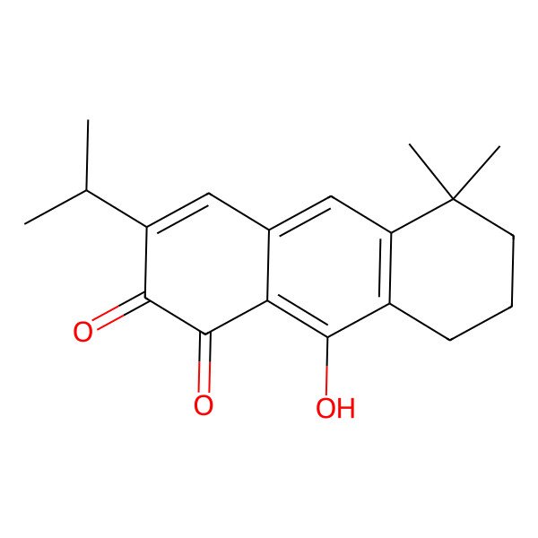 2D Structure of 9-hydroxy-5,5-dimethyl-3-propan-2-yl-7,8-dihydro-6H-anthracene-1,2-dione
