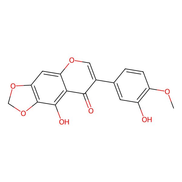 2D Structure of 9-Hydroxy-7-(3-hydroxy-4-methoxyphenyl)-[1,3]dioxolo[4,5-g]chromen-8-one