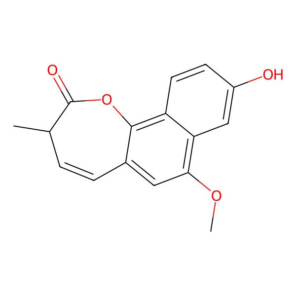 2D Structure of 9-hydroxy-7-methoxy-3-methyl-3H-benzo[i][1]benzoxepin-2-one