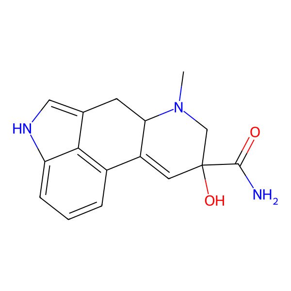 2D Structure of 9-Hydroxy-7-methyl-4,6,6a,8-tetrahydroindolo[4,3-fg]quinoline-9-carboxamide
