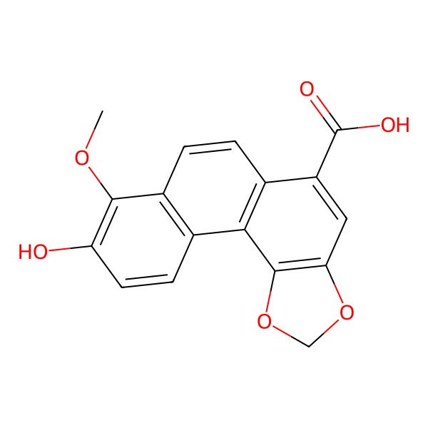 2D Structure of 9-Hydroxy-8-methoxynaphtho[2,1-g][1,3]benzodioxole-5-carboxylic acid