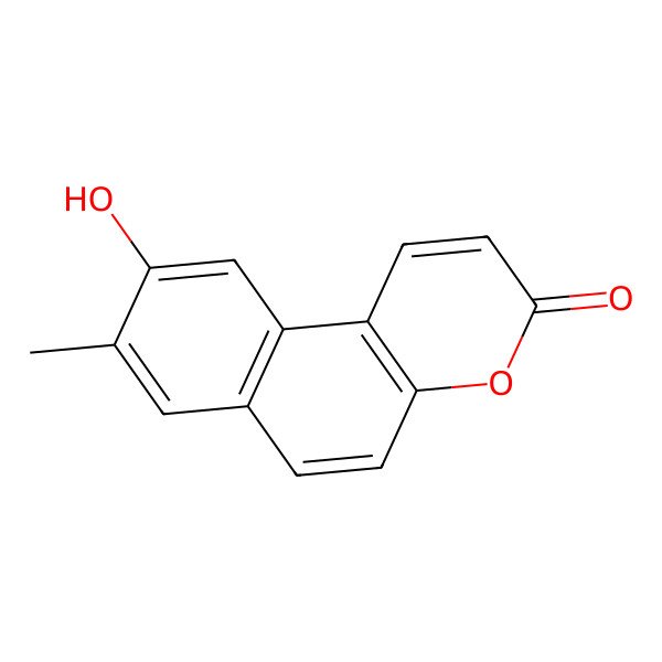 2D Structure of 9-Hydroxy-8-methylbenzo[f]chromen-3-one