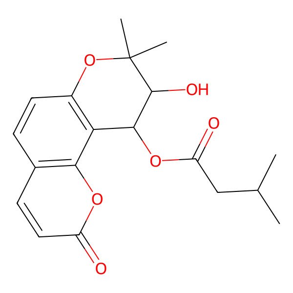 2D Structure of (9-Hydroxy-8,8-dimethyl-2-oxo-9,10-dihydropyrano[2,3-f]chromen-10-yl) 3-methylbutanoate