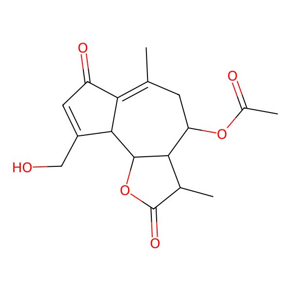 2D Structure of [9-(Hydroxymethyl)-3,6-dimethyl-2,7-dioxo-3,3a,4,5,9a,9b-hexahydroazuleno[4,5-b]furan-4-yl] acetate