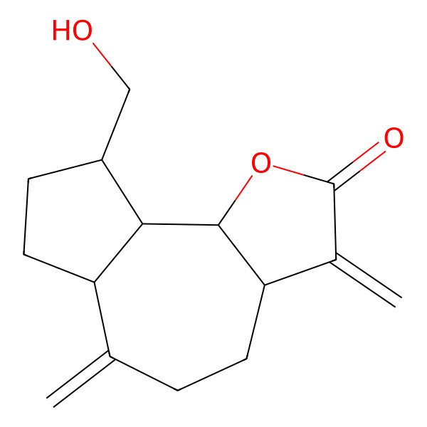 2D Structure of 9-(hydroxymethyl)-3,6-dimethylidene-4,5,6a,7,8,9,9a,9b-octahydro-3aH-azuleno[4,5-b]furan-2-one