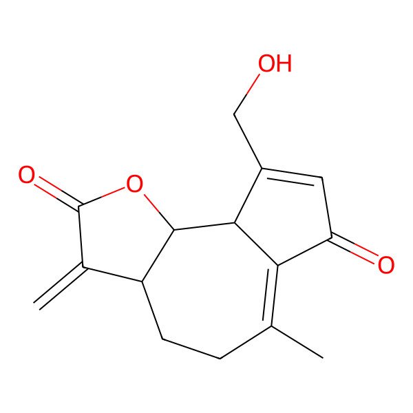 2D Structure of 9-(hydroxymethyl)-6-methyl-3-methylidene-4,5,9a,9b-tetrahydro-3aH-azuleno[4,5-b]furan-2,7-dione