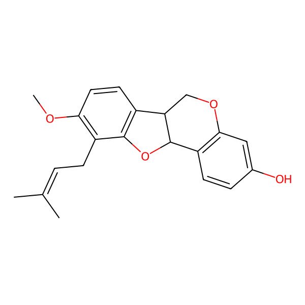 2D Structure of 9-methoxy-10-(3-methylbut-2-enyl)-6a,11a-dihydro-6H-[1]benzofuro[3,2-c]chromen-3-ol