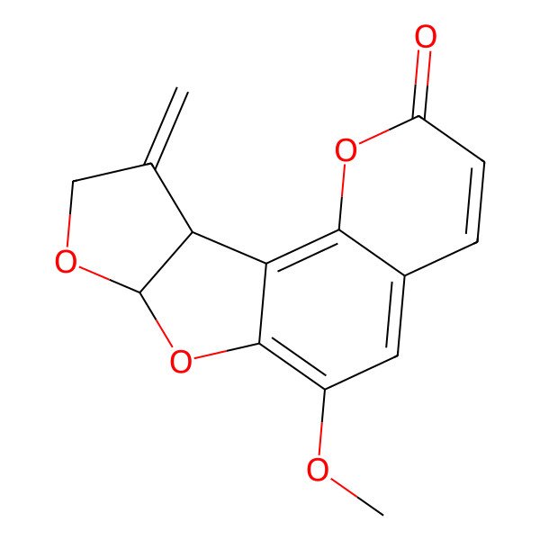 2D Structure of 9-Methoxy-15-methylidene-3,11,13-trioxatetracyclo[8.6.0.02,7.012,16]hexadeca-1,5,7,9-tetraen-4-one