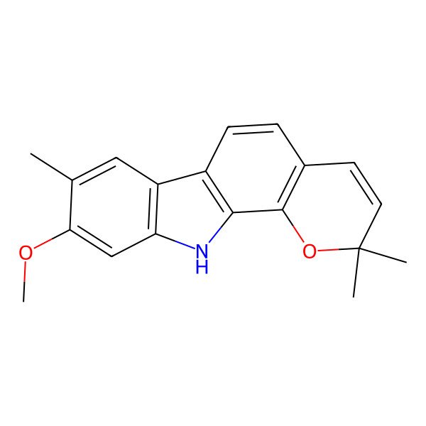 2D Structure of 9-methoxy-2,2,8-trimethyl-11H-pyrano[2,3-a]carbazole