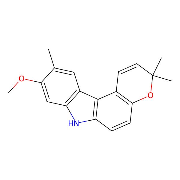 2D Structure of 9-methoxy-3,3,10-trimethyl-7H-pyrano[2,3-c]carbazole