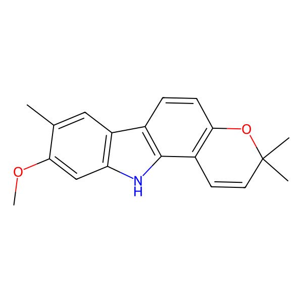2D Structure of 9-methoxy-3,3,8-trimethyl-11H-pyrano[3,2-a]carbazole