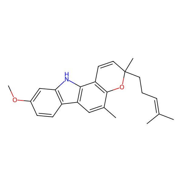 2D Structure of 9-methoxy-3,5-dimethyl-3-(4-methylpent-3-enyl)-11H-pyrano[3,2-a]carbazole