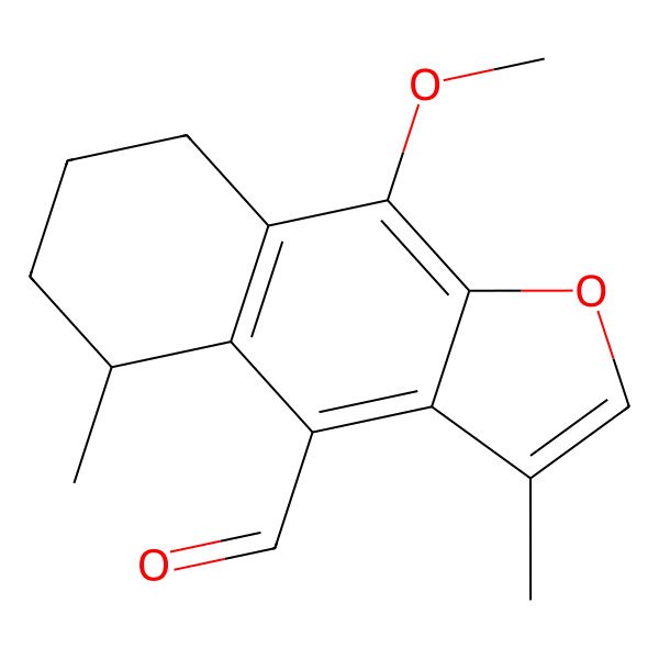 2D Structure of 9-Methoxy-3,5-dimethyl-5,6,7,8-tetrahydrobenzo[f][1]benzofuran-4-carbaldehyde