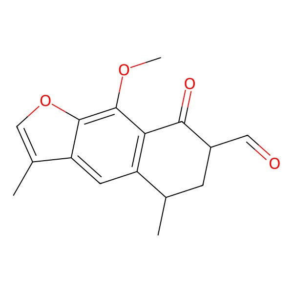 2D Structure of 9-methoxy-3,5-dimethyl-8-oxo-6,7-dihydro-5H-benzo[f][1]benzofuran-7-carbaldehyde