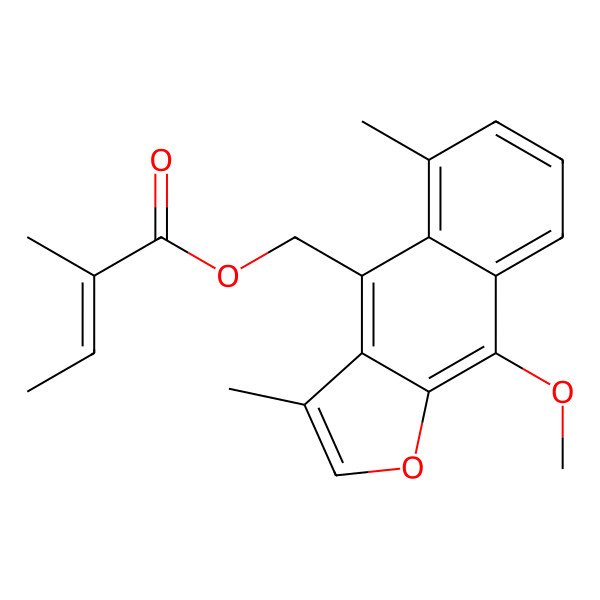 2D Structure of (9-methoxy-3,5-dimethylbenzo[f][1]benzofuran-4-yl)methyl (Z)-2-methylbut-2-enoate