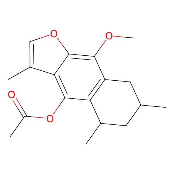2D Structure of (9-Methoxy-3,5,7-trimethyl-5,6,7,8-tetrahydrobenzo[f][1]benzofuran-4-yl) acetate