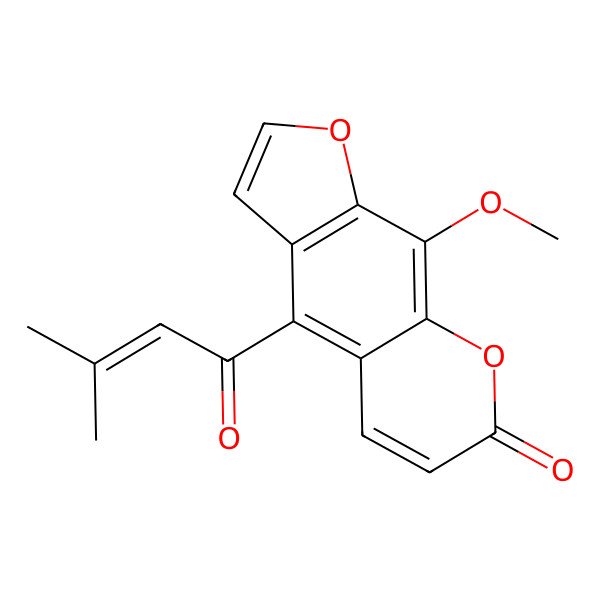 2D Structure of 9-Methoxy-4-(3-methylbut-2-enoyl)furo[3,2-g]chromen-7-one