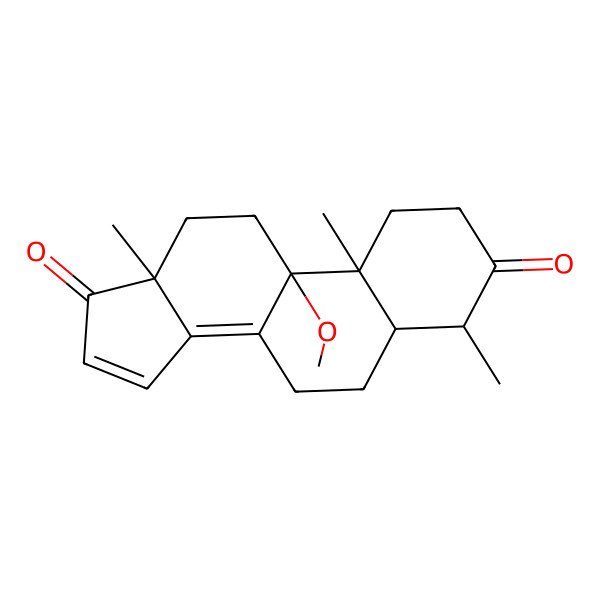 2D Structure of 9-Methoxy-4,10,13-trimethyl-1,2,4,5,6,7,11,12-octahydrocyclopenta[a]phenanthrene-3,17-dione
