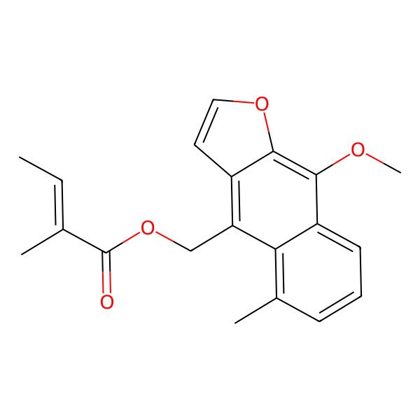 2D Structure of (9-Methoxy-5-methylbenzo[f][1]benzofuran-4-yl)methyl 2-methylbut-2-enoate