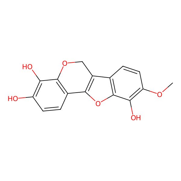 2D Structure of 9-methoxy-6H-[1]benzofuro[3,2-c]chromene-3,4,10-triol