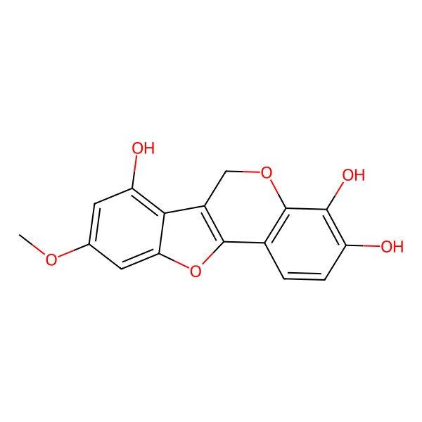 2D Structure of 9-methoxy-6H-[1]benzofuro[3,2-c]chromene-3,4,7-triol