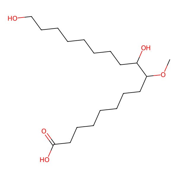 2D Structure of 9-Methoxy,10,18-dihydroxyoctadecanoic acid