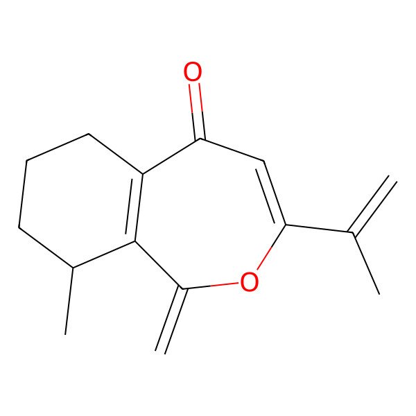 2D Structure of 9-Methyl-1-methylidene-3-prop-1-en-2-yl-6,7,8,9-tetrahydro-2-benzoxepin-5-one