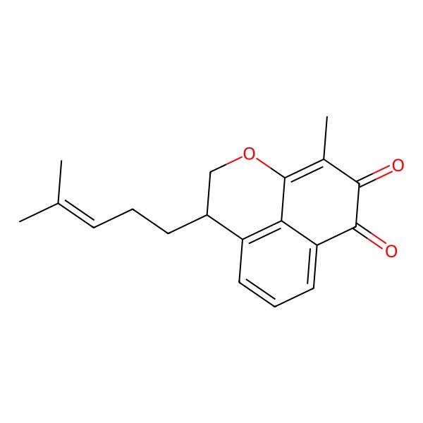 2D Structure of 9-Methyl-3-(4-methyl-3-pentenyl)-2,3-dihydronaphtho[1,8-bc]pyran-7,8-dione