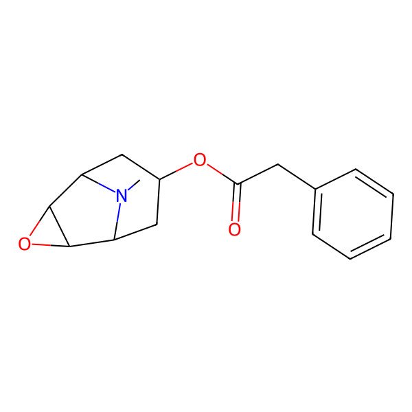 2D Structure of (9-Methyl-3-oxa-9-azatricyclo[3.3.1.02,4]nonan-7-yl) 2-phenylacetate