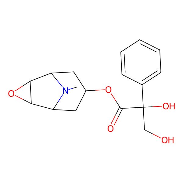 2D Structure of (9-methyl-3-oxa-9-azatricyclo[3.3.1.02,4]nonan-7-yl) (2R)-2,3-dihydroxy-2-phenylpropanoate