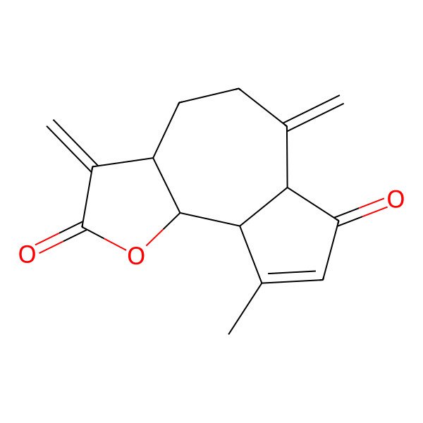 2D Structure of 9-Methyl-3,6-dimethylidene-3a,4,5,6a,9a,9b-hexahydroazuleno[4,5-b]furan-2,7-dione
