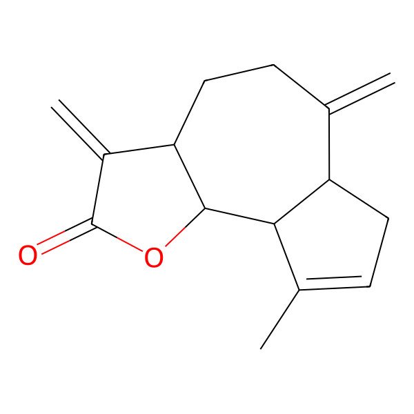 2D Structure of 9-methyl-3,6-dimethylidene-4,5,6a,7,9a,9b-hexahydro-3aH-azuleno[4,5-b]furan-2-one