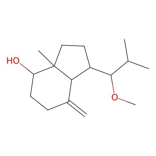 2D Structure of (1R,3aR,4R,7aR)-1-[(1S)-1-methoxy-2-methylpropyl]-3a-methyl-7-methylidene-2,3,4,5,6,7a-hexahydro-1H-inden-4-ol