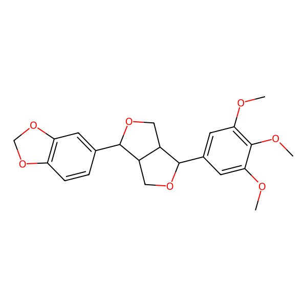 2D Structure of 5-[(3R,3aS,6S,6aR)-6-(3,4,5-trimethoxyphenyl)-1,3,3a,4,6,6a-hexahydrofuro[3,4-c]furan-3-yl]-1,3-benzodioxole