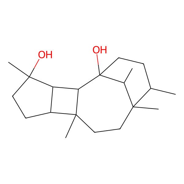 2D Structure of (1S,2S,3R,4S,7S,8R,11R,12S,15S)-4,8,11,12,15-pentamethyltetracyclo[9.3.1.02,8.03,7]pentadecane-1,4-diol