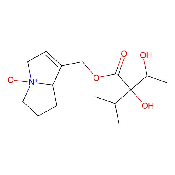 2D Structure of [(8S)-4-oxido-5,6,7,8-tetrahydro-3H-pyrrolizin-4-ium-1-yl]methyl (2S)-2-hydroxy-2-[(1S)-1-hydroxyethyl]-3-methylbutanoate