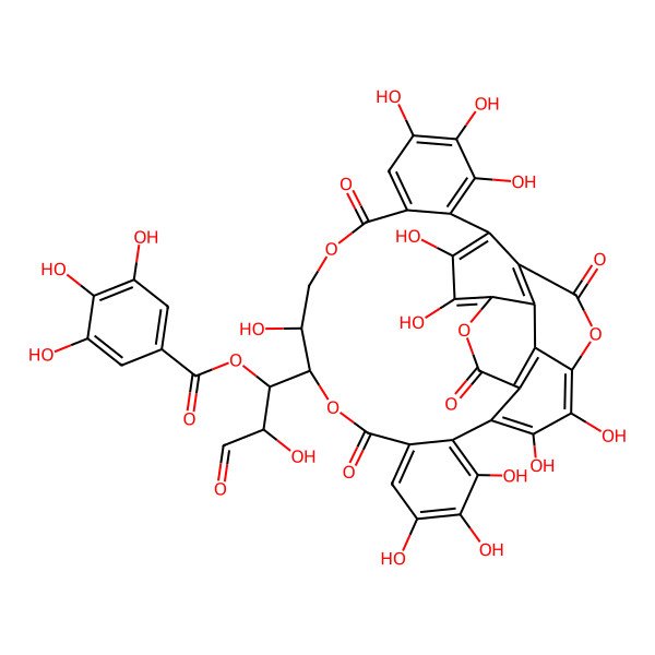 2D Structure of [(1R,2R)-2-hydroxy-3-oxo-1-[(10R,11R)-3,4,5,11,17,18,19,22,23,34,35-undecahydroxy-8,14,26,31-tetraoxo-9,13,25,32-tetraoxaheptacyclo[25.8.0.02,7.015,20.021,30.024,29.028,33]pentatriaconta-1(35),2,4,6,15,17,19,21,23,27,29,33-dodecaen-10-yl]propyl] 3,4,5-trihydroxybenzoate