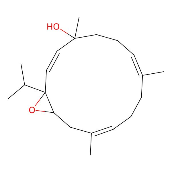 2D Structure of (1S,2E,4S,7E,11E,14R)-4,8,12-trimethyl-1-propan-2-yl-15-oxabicyclo[12.1.0]pentadeca-2,7,11-trien-4-ol
